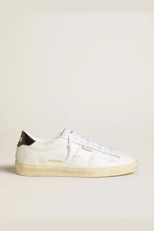 Golden Goose Matchstar In Pelle Bianca Con Talloncino In Pelle Blu Scuro
