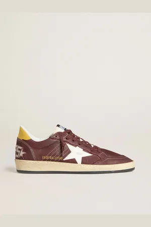 Golden Goose Ball Star Uomo In Nabuk Cioccolato Con Stella E Talloncino In Pelle