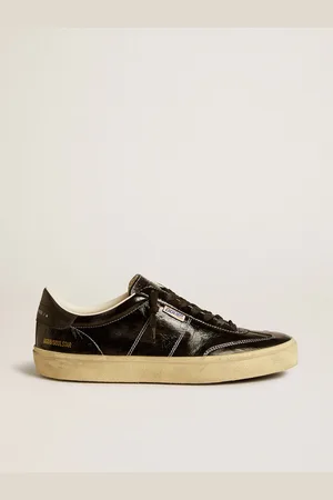 Golden Goose Soul Star Uomo In Pelle Verniciata Nera Con Talloncino In Pelle Nera