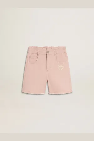 Golden Goose Pantaloncino Da Bambina In Cotone Di Colore Rosa Con Ricamo