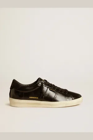 Golden Goose Matchstar Uomo In Pelle Nera Con Talloncino In Suede Nero