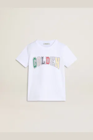 Golden Goose T-shirt Di Colore Bianco Da Bambino Con Stampa Golden Multicolor