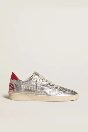 Golden Goose Ball Star Bio-based Argento Laminato Con Stella Argento E Talloncino Rosso