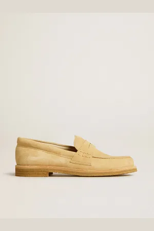 Golden Goose Mocassino Jerry In Suede Cerato Color Ecrù