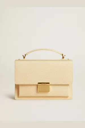 Golden Goose Venezia Bag In Pelle Beige Lavorata A Motivo Pitonato E Dettagli Oro