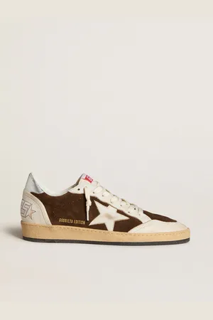 Golden Goose Ball Star In Suede Con Stella In Pelle E Talloncino In Pelle Laminata