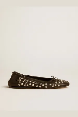 Golden Goose Ballerine Amy In Nappa Nera Con Borchie Color Argento