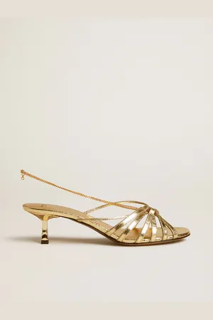 Golden Goose Sandali Con Tacco Kitten Nico In Pelle Laminata Dorata