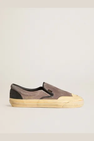 Golden Goose Vce Penstar Uomo In Suede Tortora Con Talloncino In Pelle Nera