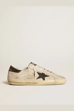 Golden Goose Super-star Uomo In Pelle Con Stella In Denim Nero E Talloncino In Pelle Nera