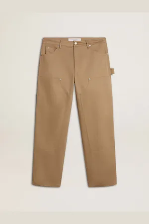 Golden Goose Pantalone Da Uomo Di Color Beige Con Patch