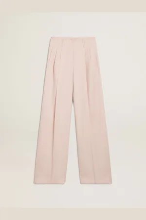 Golden Goose Pantalone Da Donna In Tessuto Sartoriale Di Lana Di Color Rosa