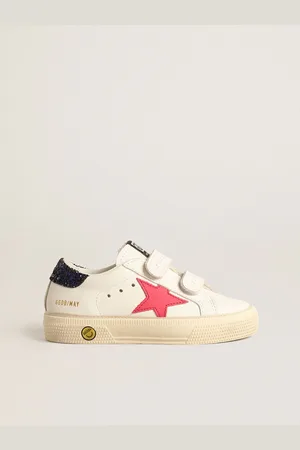 Golden Goose May Teen Con Stella In Pelle Fucsia E Talloncino In Glitter Blu