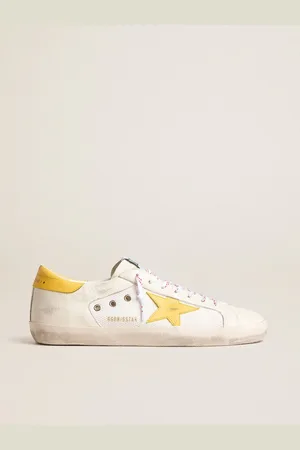 Golden Goose Super-star Uomo In Rete E Nappa Con Stella E Talloncino In Pelle Gialla