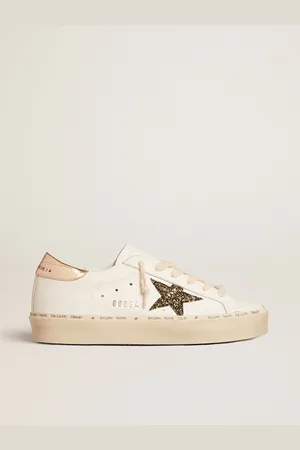 Golden Goose Hi Star Ltd Con Stella In Glitter Neri E Oro E Talloncino Dorato