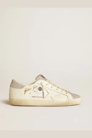 Golden Goose Super-star Ltd Donna In Pelle Bianca Con Inserti In Micro Cristalli Swarovski