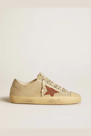 Golden Goose V-star In Nylon Color Quarzo Con Stella In Nabuk Color Mattone