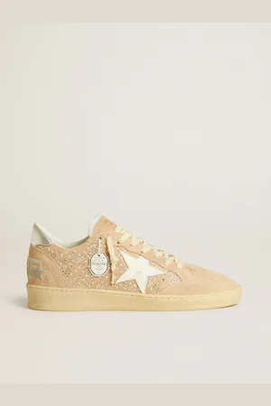 Golden Goose Ball Star In Suede Con Cristalli Swarovski E Stella In Pelle E Talloncino Laminato