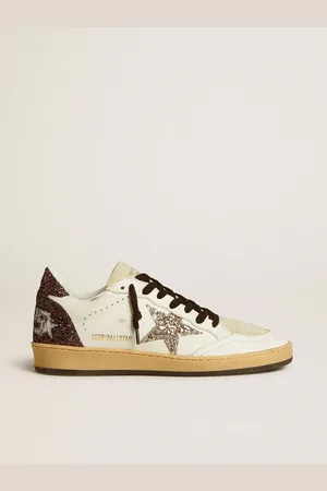 Golden Goose Ball Star Donna In Pelle E Suede Con Stella E Talloncino In Glitter