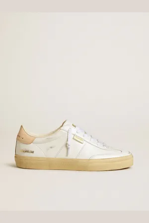 Golden Goose Soul Star Donna In Pelle Bianca Con Talloncino In Pelle Rosa