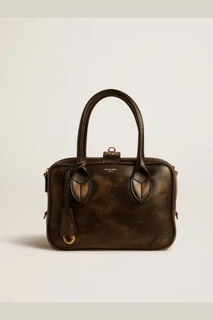 Golden Goose Vita Bag In Pelle Distressed Nera E Dettagli Oro