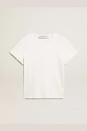 Golden Goose T-shirt Fit Regular Bianca Da Donna Dal Trattamento Distressed