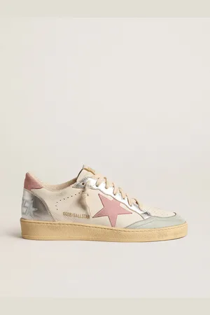 Golden Goose Ball Star Con Stella In Suede Rosa E Inserti In Pelle Laminata