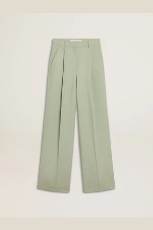 Golden Goose Pantaloni Da Donna In Lana Di Color Verde Salvia
