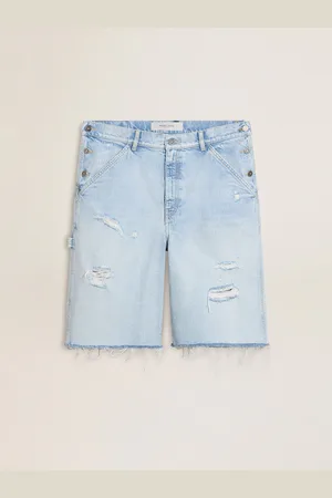 Golden Goose Bermuda In Denim Da Uomo Effetto Lived-in