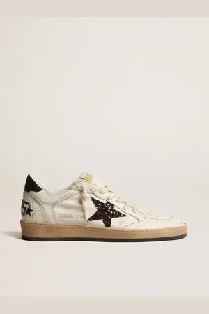 Golden Goose Ball Star Con Stella In Glitter Chicory Coffee E Talloncino In Pelle Nera