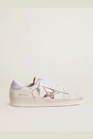 Golden Goose Stardan In Nappa Con Stella In Pelle Laminata Argento E Talloncino In Suede Rosa