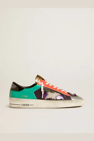 Golden Goose Stardan Uomo Lab In Pelle Verniciata E Rete Con Stella In Gomma
