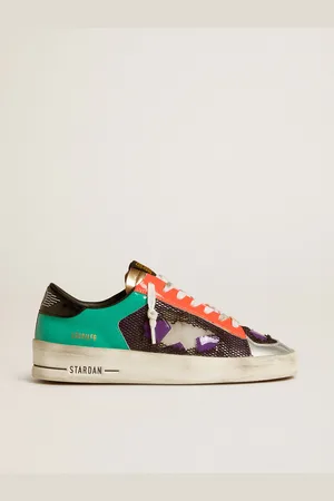 Golden Goose Stardan Donna Lab In Pelle Verniciata E Rete Con Stella In Gomma