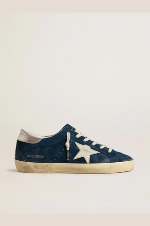 Golden Goose Super-star Ltd Donna In Suede Blu Con Stella Bianca