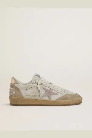 Golden Goose Ball Star Con Stella In Suede Rosa E Bordi Glitter Argento E Talloncino Oro Rosa