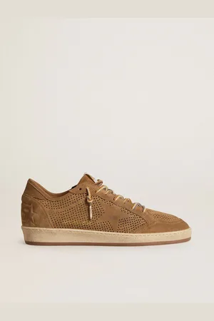 Golden Goose Ball Star Uomo Con Tomaia Forata In Suede Color Tabacco E Stella Ton Sur Ton
