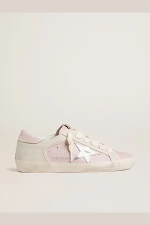 Golden Goose Super-star Ltd In Pelle Rosa Con Stella In Pelle Laminata Argento E Talloncino In Pelle Rosa