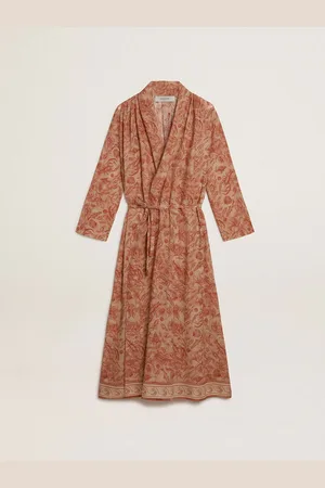 Golden Goose Kaftano Da Donna In Voile Di Cotone Con Stampa Marina All-over Rosso Mattone