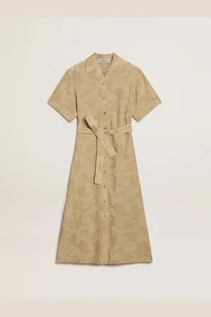 Golden Goose Chemisier Da Donna A Maniche Corte In Jacquard Floreale Beige