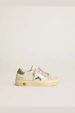 Golden Goose May Teen In Nappa Con Stella Argento E Talloncino Verde Oliva