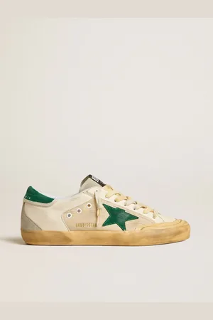 Golden Goose Super-star Penstar Uomo In Nappa E Nylon Con Stella E Talloncino In Suede Verde