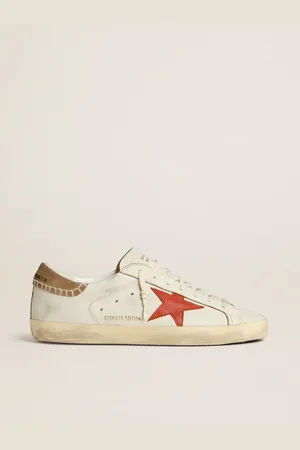 Golden Goose Super-star Ltd In Nappa Con Stella In Pelle Arancio E Talloncino In Suede Color Tabacco