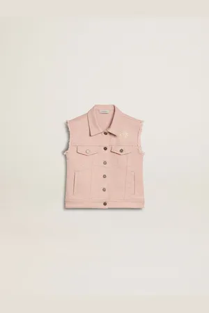 Golden Goose Gilet Di Jeans Rosa Da Bambina