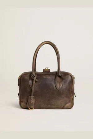 Golden Goose Vita Bag In Pelle Vintage Marrone E Dettagli Oro