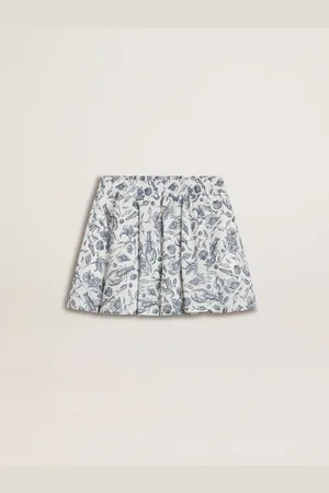 Golden Goose Gonna Da Bambina Bianca Con Stampa Blu