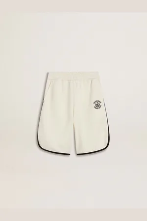 Golden Goose Pantaloni Corti Da Bambino Bianchi Con Logo Ricamato
