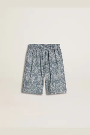 Golden Goose Shorts Da Bambino Blu Con Stampa Bianca