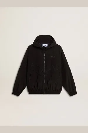 Golden Goose Giacca A Vento Da Donna In Nylon Nero Con Cristalli Ton Sur Ton