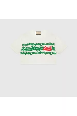 Gucci Donna T-shirt - Cotton Jersey Printed Cropped T-shirt, Taglia S
