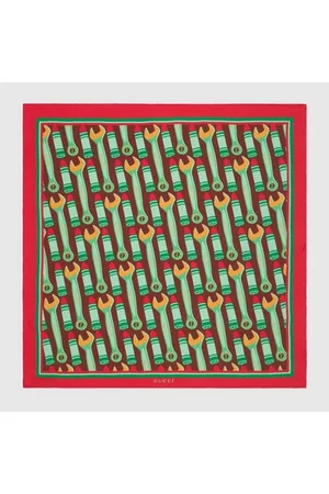 Gucci Donna Sciarpe - Foulard In Seta Con Stampa Utensili E Rossetti